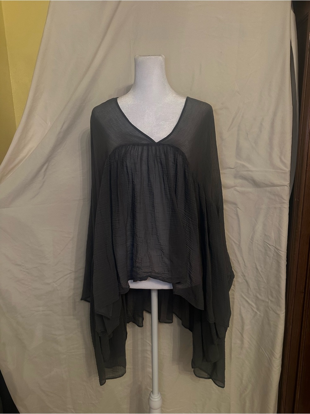 Massimo Dutti Black Draped V-Neck Tunic